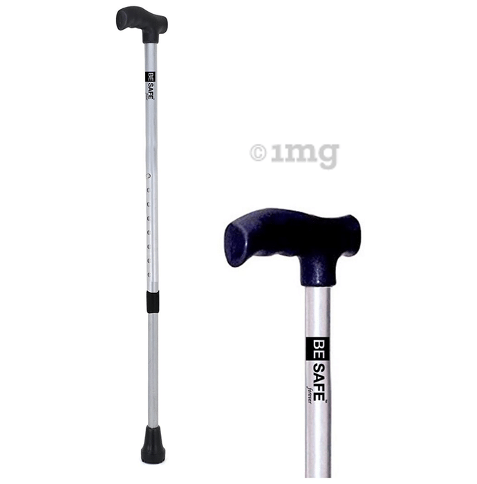 Be Safe Forever Adult Walking Cane Support Stick Height Adjustable Grey Steel