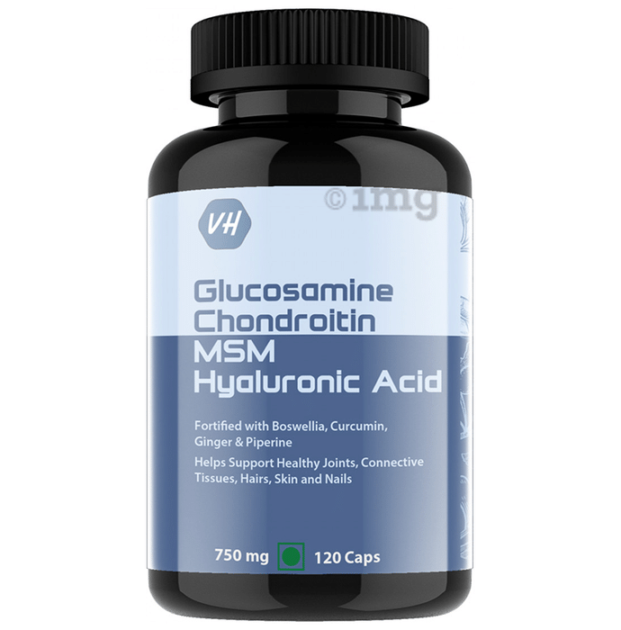 Vitaminhaat Glucosamine Chondroitin MSM with Hyaluronic Acid | For Healthy Joints, Tissues, Hair, Skin & Nails | Capsule