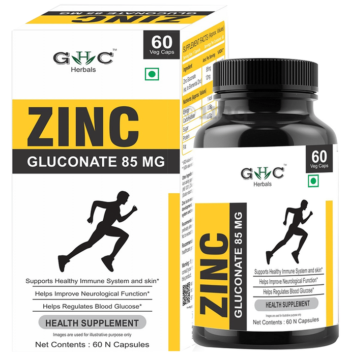 GHC Herbals Zinc Gluconate 85mg Veg Capsule
