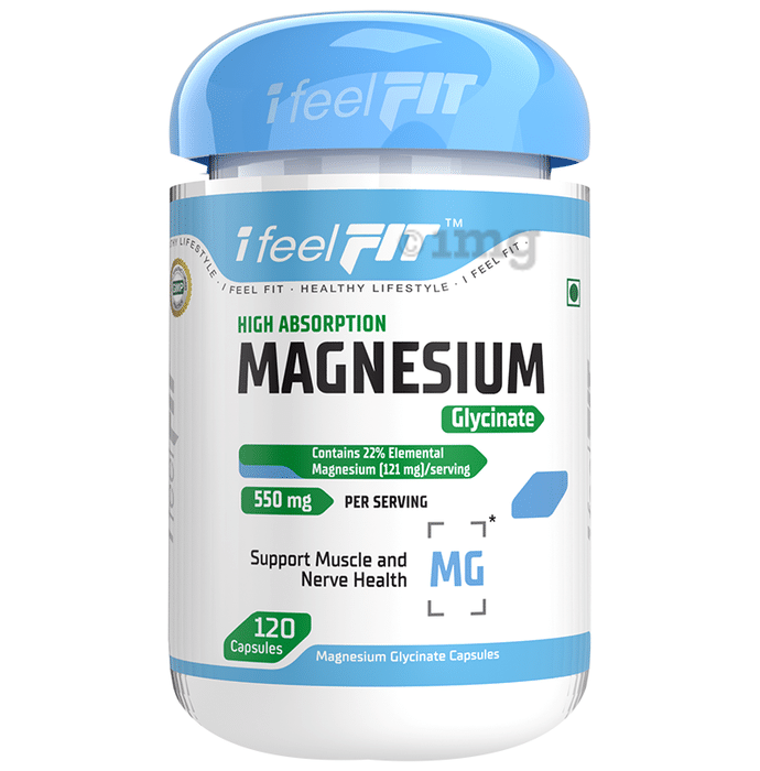 iFeelFIT High Absorption Magnesium Glycinate 550mg | For Muscle & Nerve Health | Capsule