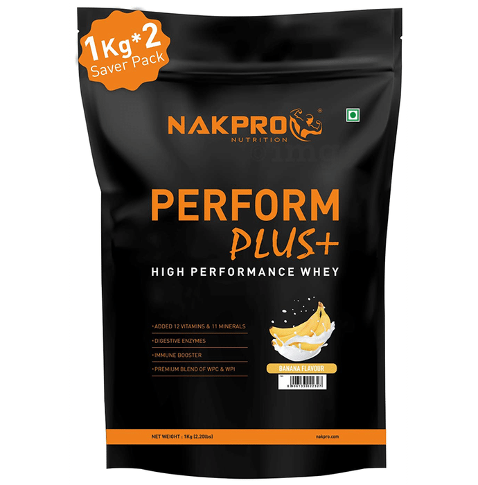 Nakpro Nutrition Perform Plus High Performance Whey Protein Powder (1kg Each) Banana