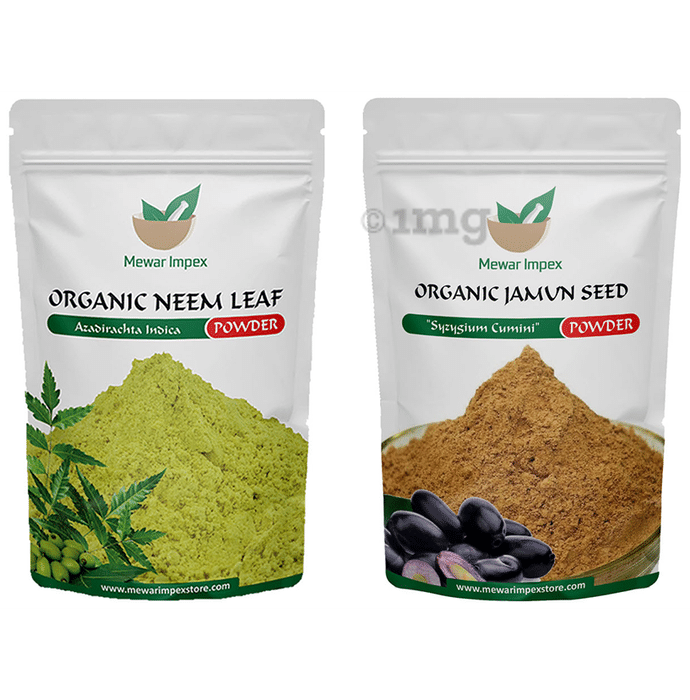 Mewar Impex Combo Pack of Organic Neem Leaf Powder & Organic Jamun Seed Powder (100gm Each)