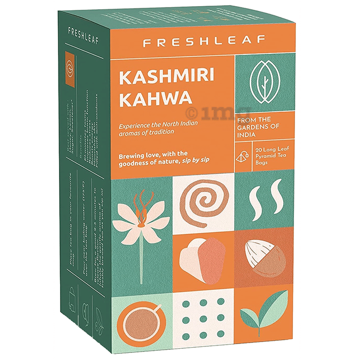 Fresh Leaf Kashmiri Kahwa Long Leaf Pyramid Tea Bags (2gm Each)