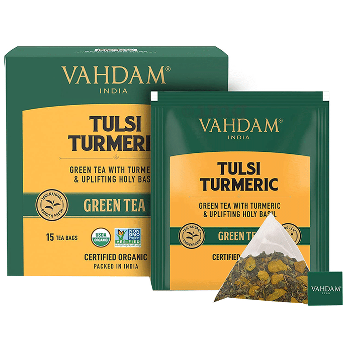Vahdam India Green Tea (2gm Each) Tulsi Turmeric