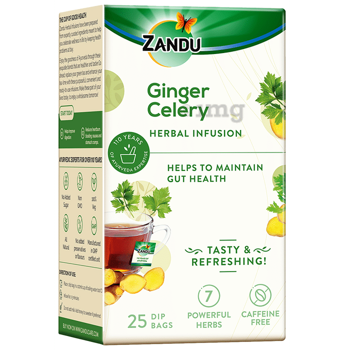 Zandu Ginger Celery Herbal Infusion Dip Bags Sachet (1.5gm Each)
