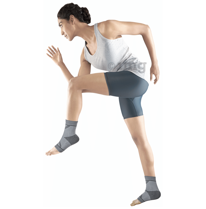 Vissco 2D Ankle Support, Stretchable Ankle Support for Injured Ankles, Arthritic Pain Grey Medium