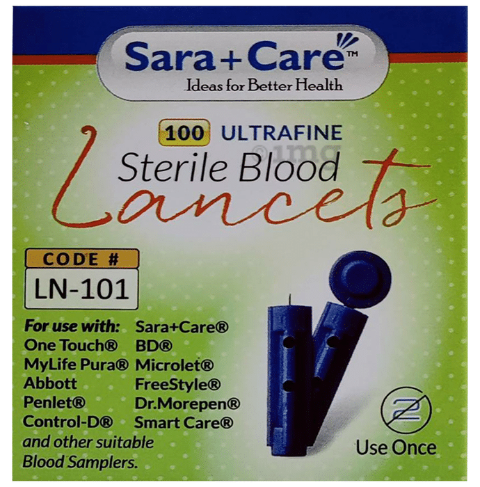 Sara+Care LN 101 Ultrafine Sterile Blood Lancets (Only Lancets)