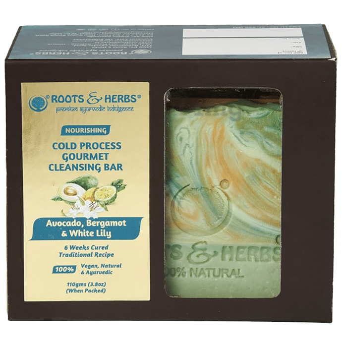Roots and Herbs Cold Process Gourmet Cleansing Bar Avocado, Bergamot & White Lily