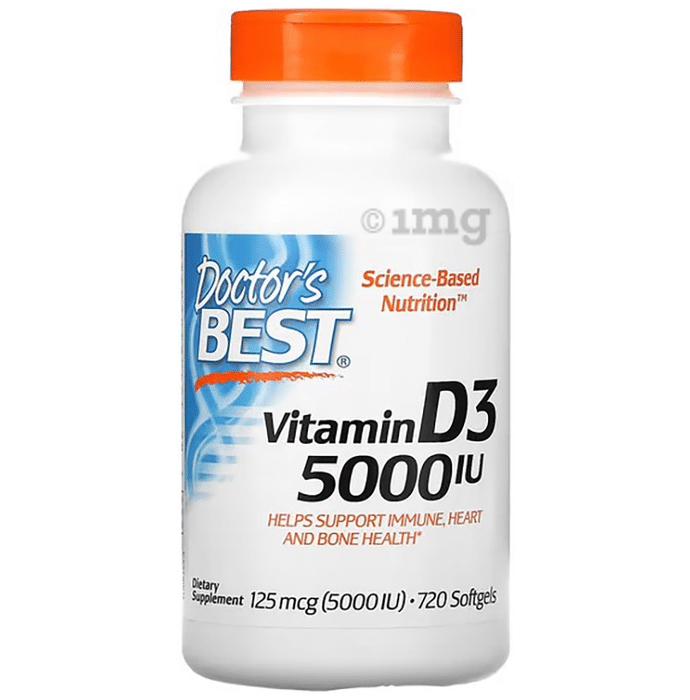 Doctor's Best Vitamin D3 5000IU Softgels | For Immunity, Heart & Bone Health