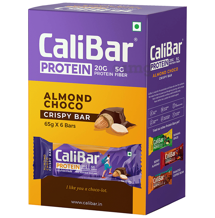 CaliBar Protein Crispy Bar (65gm Each) Almond Choco