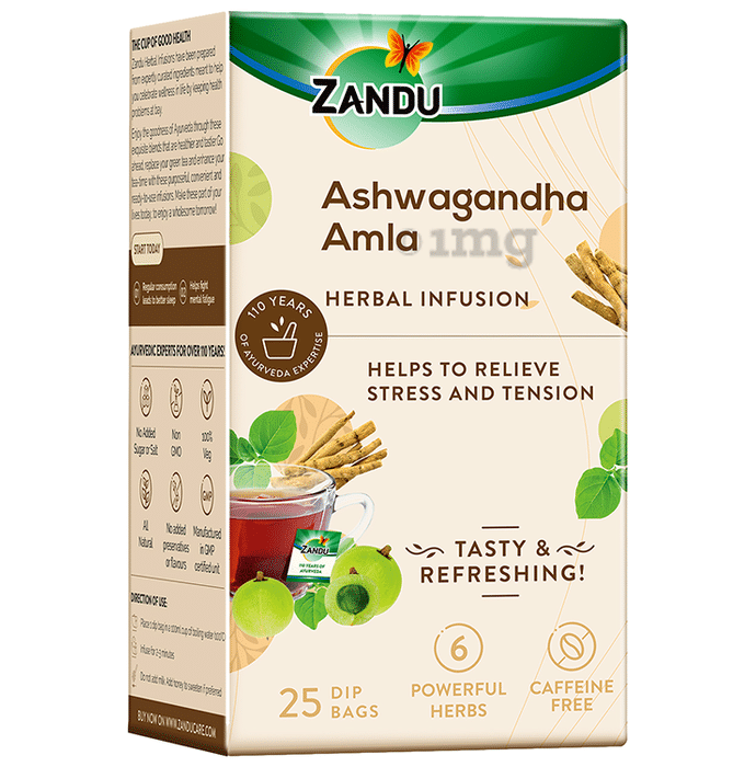 Zandu Ashwagandha Amla Herbal Infusion Dip Bags Sachet (1.5gm Each)