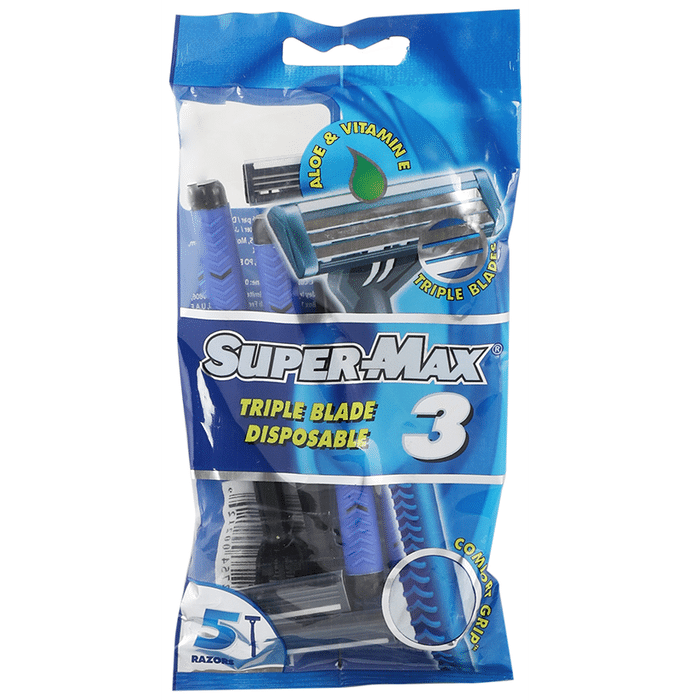 Super-Max Triple Blade Disposable Comfort Grip Razor