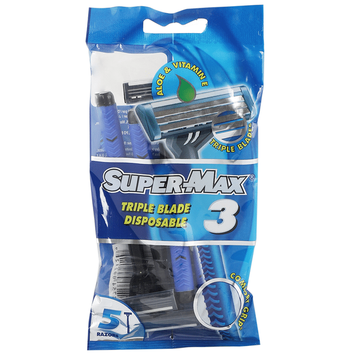 Super-Max Triple Blade Disposable Comfort Grip Razor