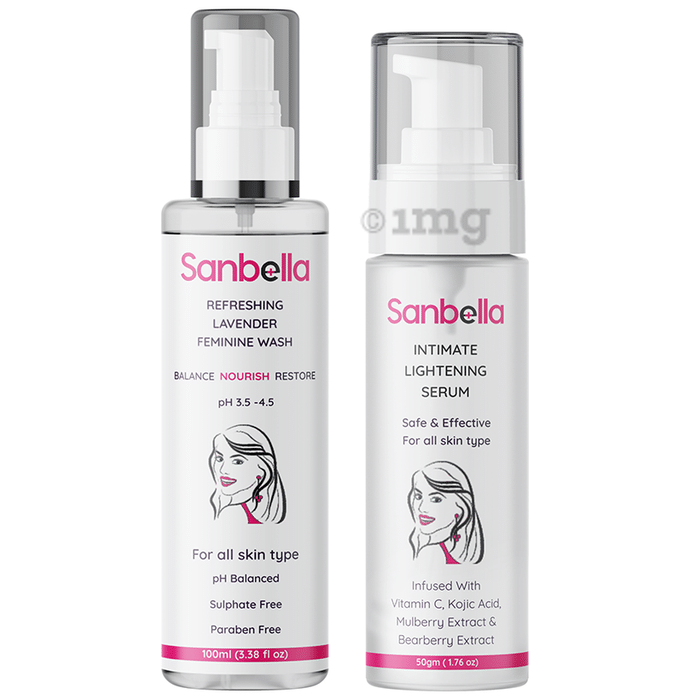 Sanbella Combo Pack of Refreshing Lavender Feminine Wash 100ml & Intimate Lightening Serum 50gm