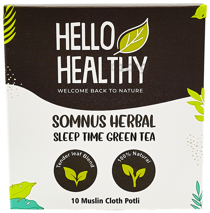 Hello Healthy Somnus Herbal Sleep Time Green Tea Muslin Cloth Potli (2gm Each)