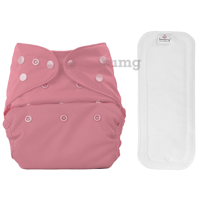 Bumberry Adjustable Reusable Cloth Diaper Cover With 1 Wet Free Insert Mauve