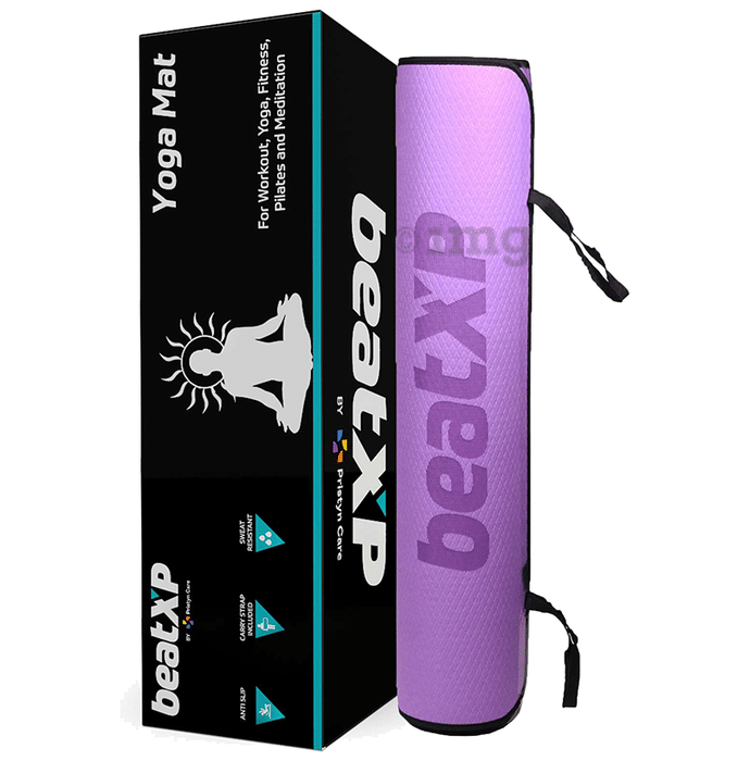 beatXP Anti Skid Yoga Mat Purple 6mm Border GHVMEDFIT107