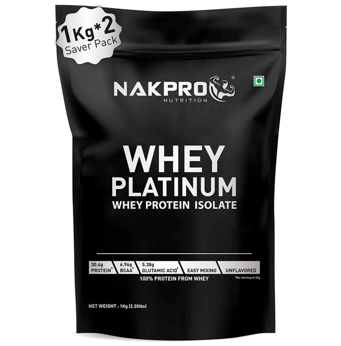 Nakpro Nutrition Whey Platinum Whey Protein Isolate (1kg Each) Unflavored