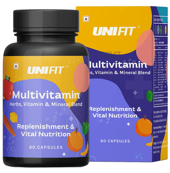 Unifit Multivitamin Capsule with Minerals & Herbal Extracts for Replenishment & Vital Nutrition (60 Each)