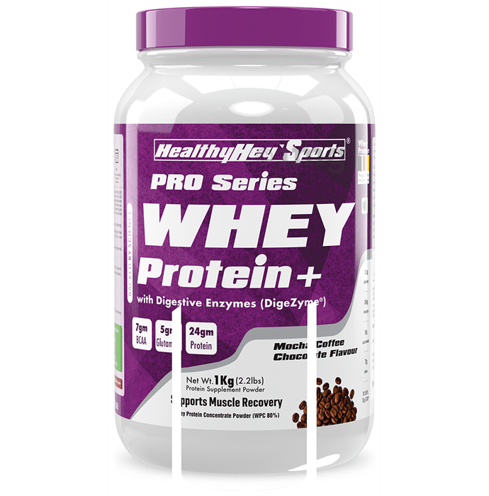 HealthyHey Sports Pro Series Whey Protein+ Powder Mocha Coffee Chocolate