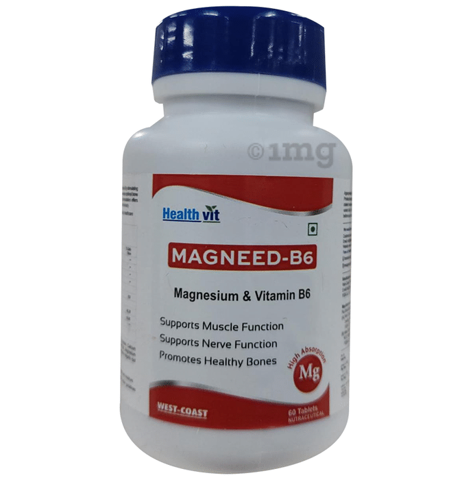 HealthVit Magneed-B6 | With Magnesium & Vitamin B6 | For Bones, Muscles & Nerve Function | Tablet