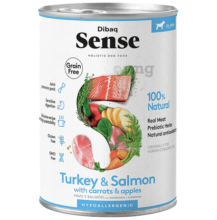 Dibaq Sense Grain Free Turkey & Salmon with Carrots & Apples Hypoallergenic for Puppy