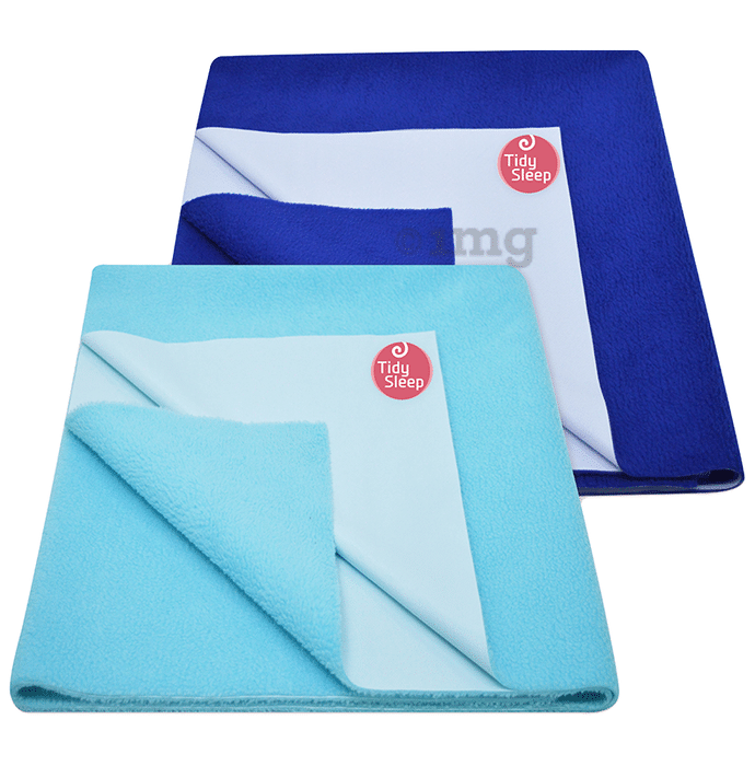 Tidy Sleep Water Proof & Washable Baby Care Dry Sheet & Bed Protector Small Baby Blue and Royal Blue