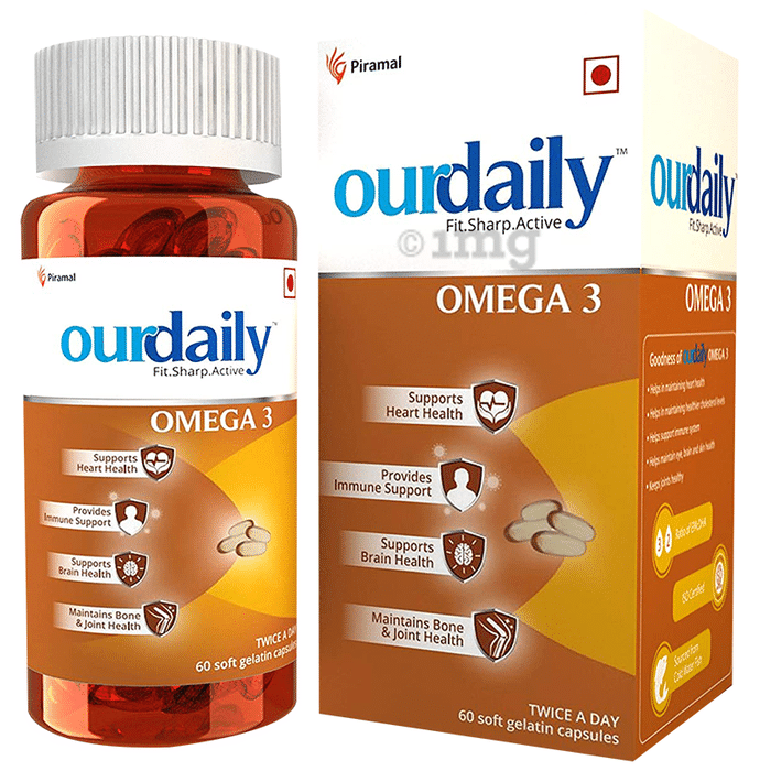 OurDaily Omega 3 for Heart, Bones, Brain, Joints & Immunity | Soft Gelatin Capsule