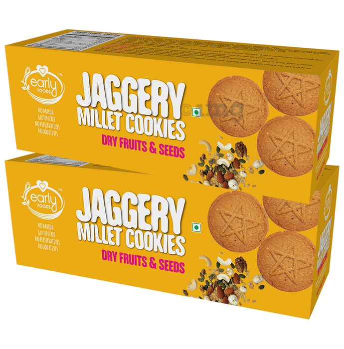 Early Foods Jaggery Millet cookies (150gm Each) Dry Fruit & Seeds