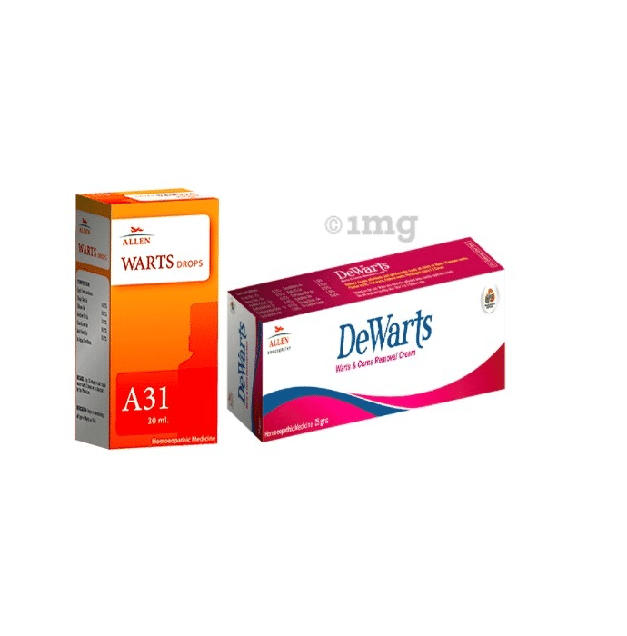 Allen Anti Warts Combo Pack of A31 Warts Drop 30ml & Dewarts Cream 25gm