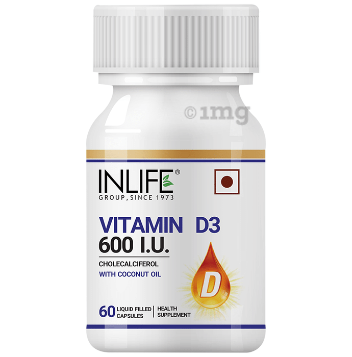 Inlife Vitamin D3 600I.U. Liquid Filled Capsule