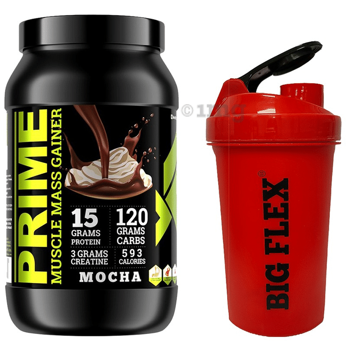 Big Flex Prime Muscle Mass Gainer with 700ml Shaker Free Mocha