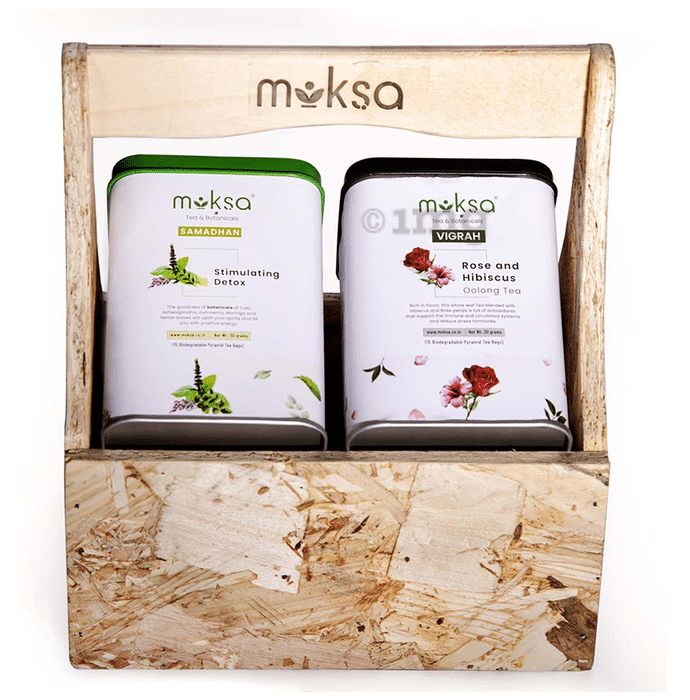 Moksa Combo Pack of Samadhan Stimulating Detox & Vigrah Rose and Hibiscus Oolong Tea (50gm Each)