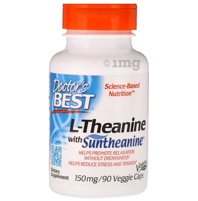 Doctor's Best Suntheanine L-Theanine 150mg Veggie Caps for Relaxation | Reduces Stress & Tension