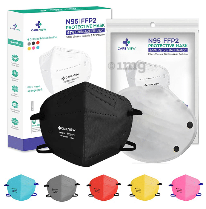 Care View CV1221H N95 FFP2 Certified Headloop with 6 Layers Filtration Protective Mask Universal Multicolor
