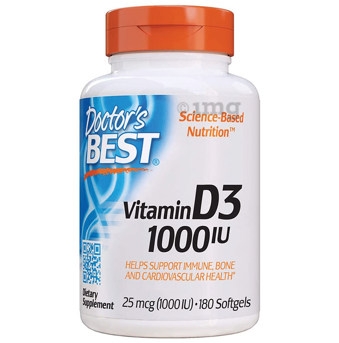 Doctor's Best Vitamin D3 1000IU Softgel | For Immune, Bone & Heart Health