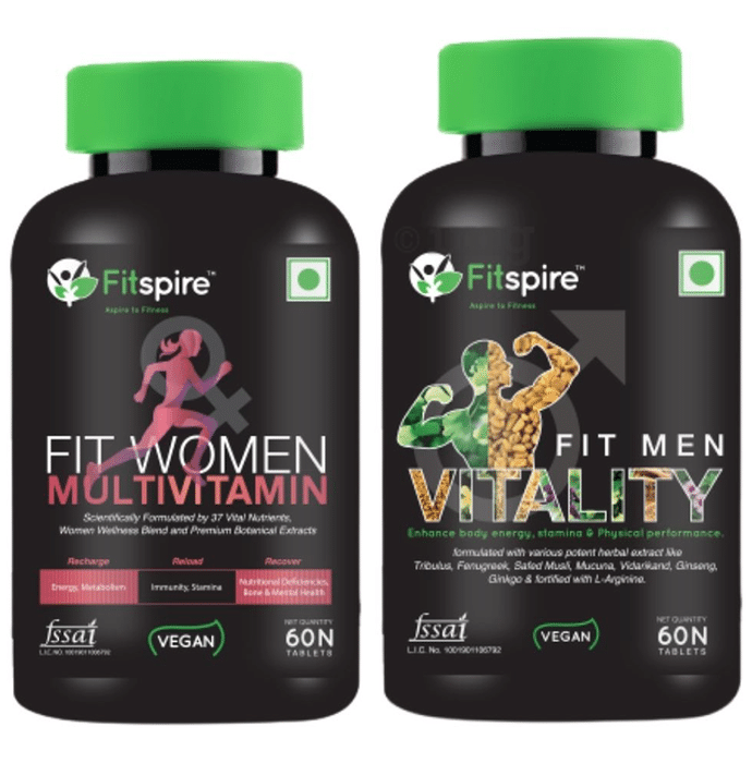 Fitspire Combo Pack of Fit Women Multivitamin Tablet and Fit Men Vitality Tablet (60 Each)