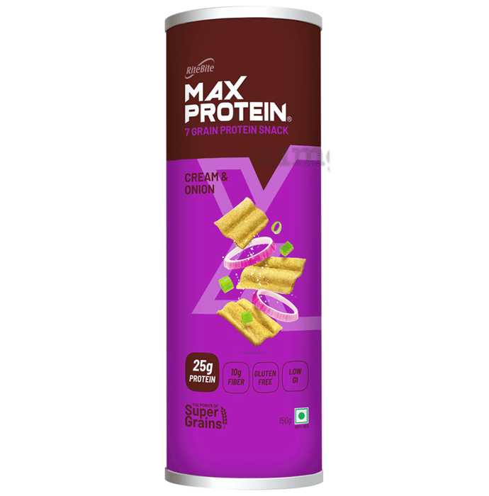 RiteBite Max Protein Chips with Fibre & Low GI | Gluten Free | Flavour Cream & Onion