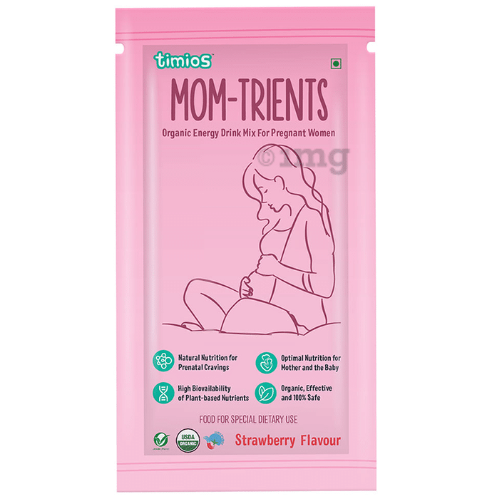 Timios Mom-Trients Organic Energy Drink Mix for Pregnant Women (20gm Each) Strawberry