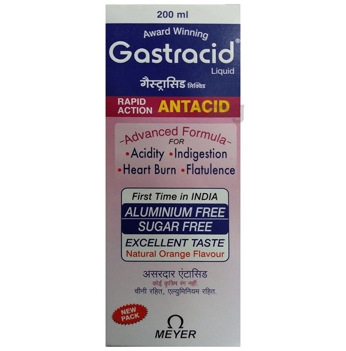 Gastracid Liquid | For Acidity, Indigestion, Heartburn & Flatulence Relief | Sugar & Aluminium-Free | Flavour Natural Orange