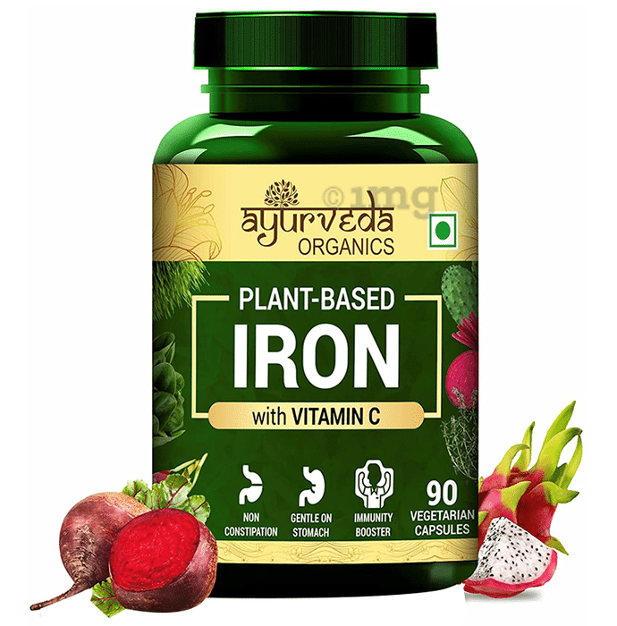 Ayurveda Organics Plant-Based Iron with Vitamin C Vegetarian Capsule