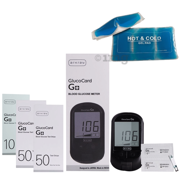 Arkray Combo Pack of Glucocard G+ Blood Glucose Meter & Relax and Relief Kit with 10+50+50 Individual Pack Strips