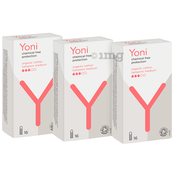 Yoni Organic Cotton Tampons Medium (16 Each)