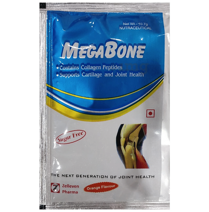 Megabone Granules Granules with Collagen Peptides for Cartilage & Joint Health | Sugar Free | Flavour Orange