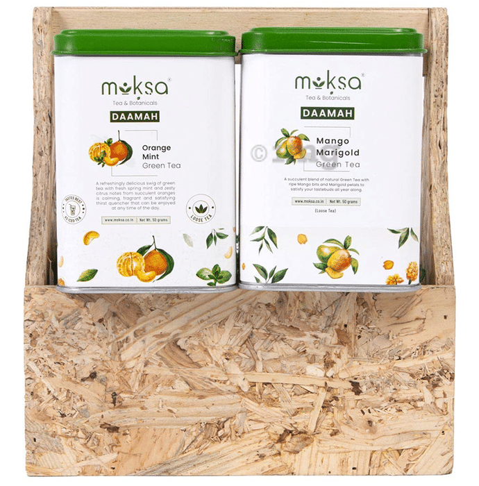 Moksa Combo Pack of Daamah Orange Mint Green Tea & Daamah Mango Marigold Green Tea (50gm Each)