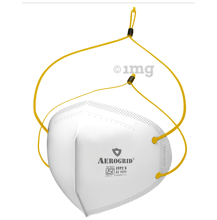 Aerogrid FFP2 6 Layer BIS Certified Premium N95 Mask White with Adjustable Yellow Head Loop