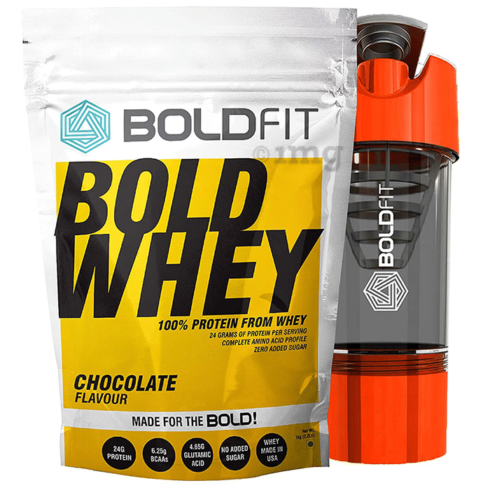 Boldfit Bold Whey 100% Grass Fed Whey with Cyclone Shaker Free Chocolate