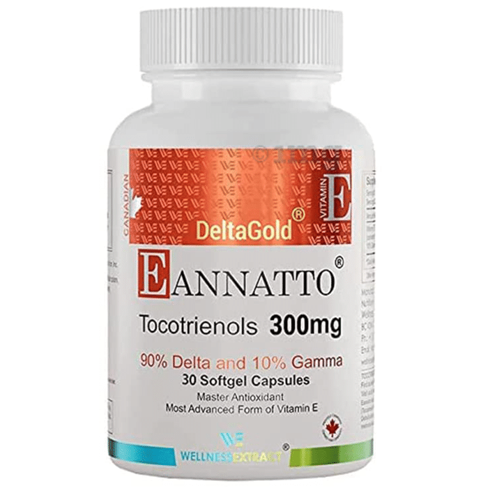 Wellness Extract Delta Gold Eannatto Tocotrienols (Vitamin E) 300mg | Softgel for Heart, Bone, Skin & Brain Health