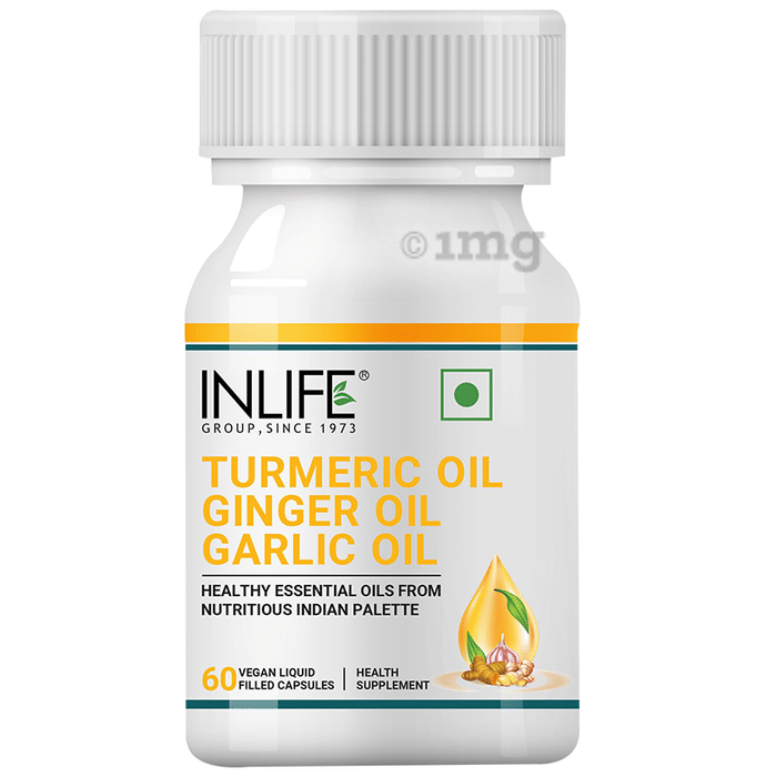 Inlife Turmeric Oil Ginger Oil Garlic Oil Vegan Liquid Filled Capsule