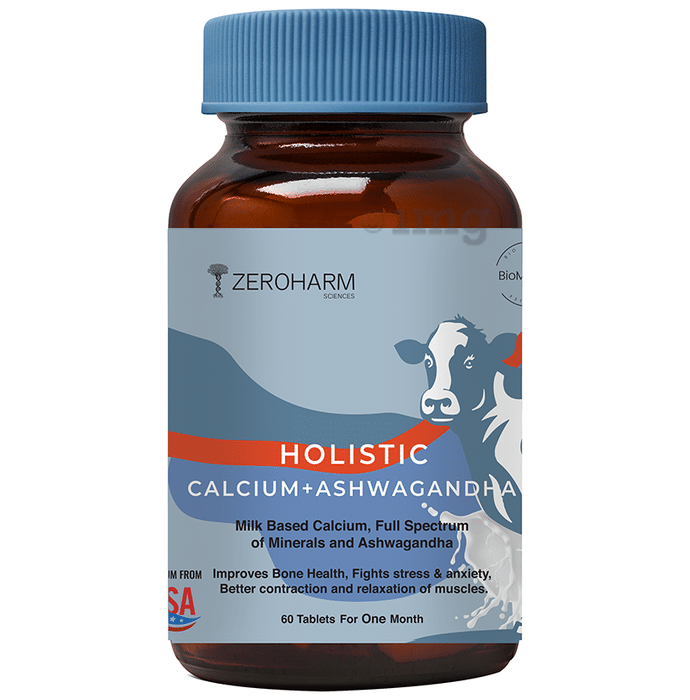 Zeroharm Sciences Holistic Calcium + Ashwagandha Tablet for Muscle, Bone and Joint Health